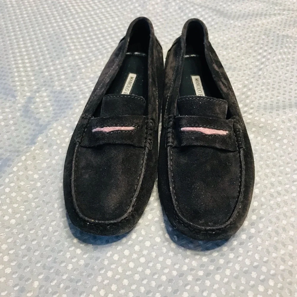 Manolo blahnik Suede‎ Driver Loafer Gray/Pink